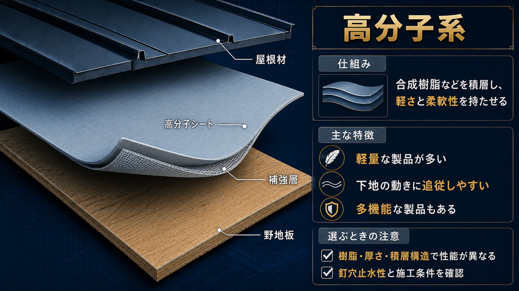 高分子系ルーフィングの軽量性と柔軟性